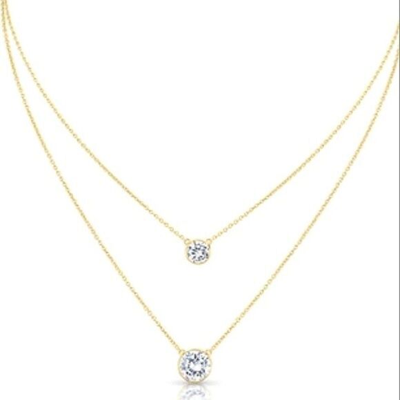 Boho gold double Layered rhinestone pendant casual necklace 💖2 /$30 - Picture 8 of 8